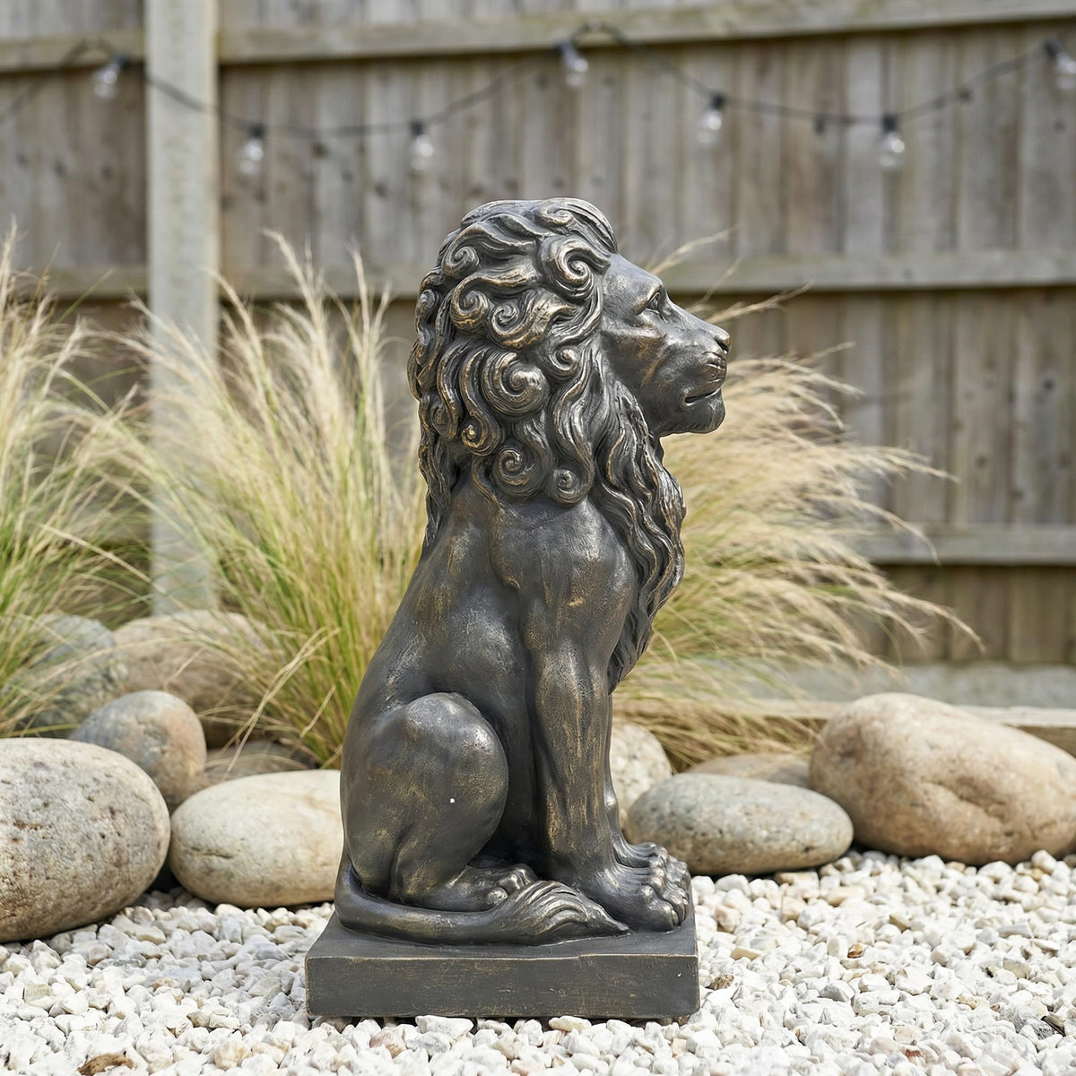 Lion Statue, Outdoor Garden Statues 27in Tall, White