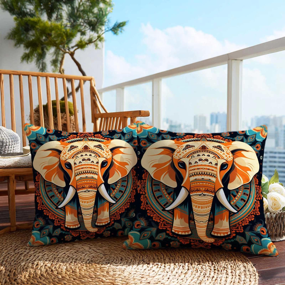Firmiso Rust Orange Mandala Throw Pillow Covers 18x18 Set of 2