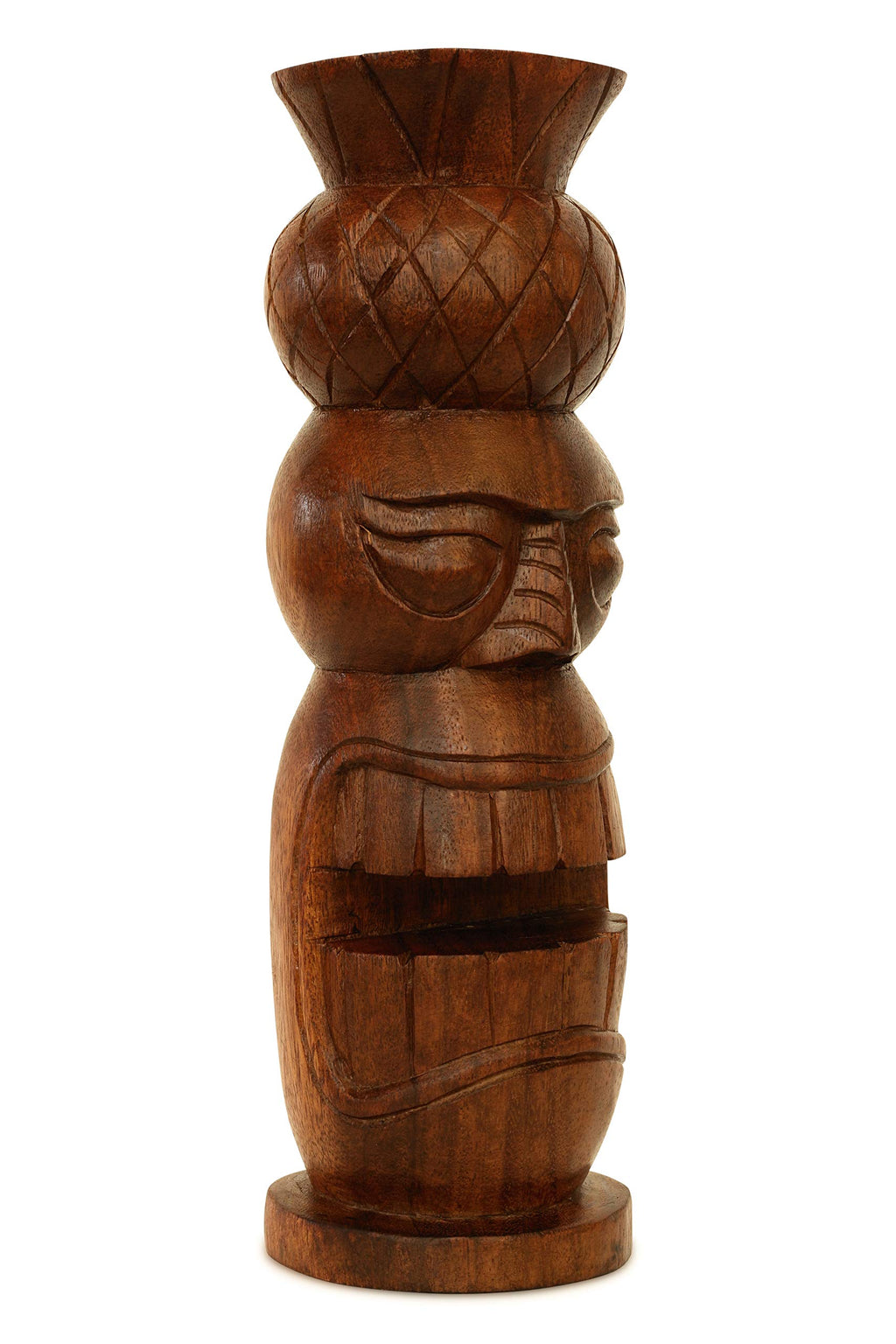 G6 Collection Handmade Wooden Primitive Tattoo Face Tribal Statue Sculpture Tiki