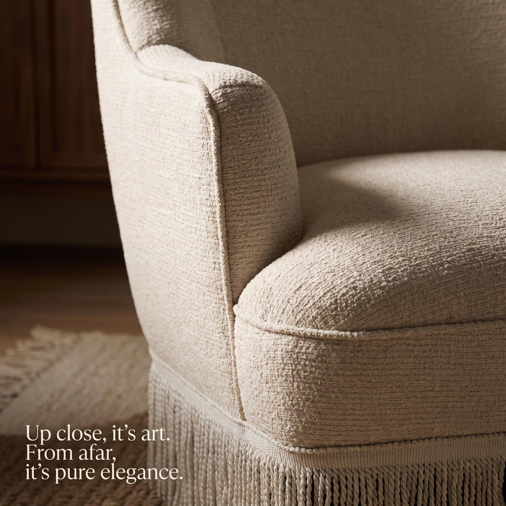 Hyfirm Vintage Accent Chair with Fringe Tassel Skirt