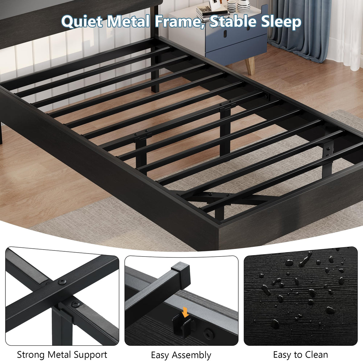 GalnFu King Size Floating Bed Frame with LED Lights