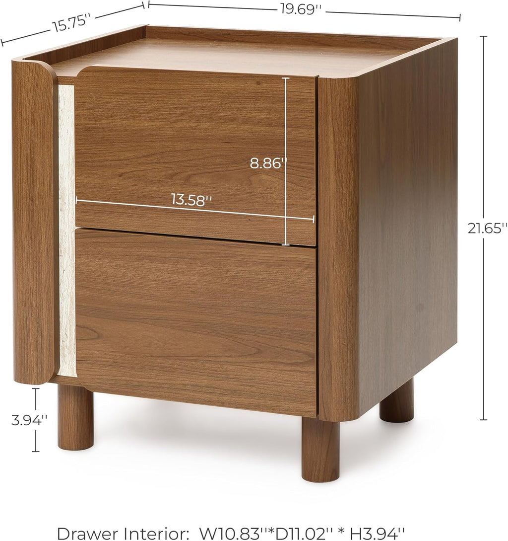 Mid-Century Walnut Two-Drawer Nightstand