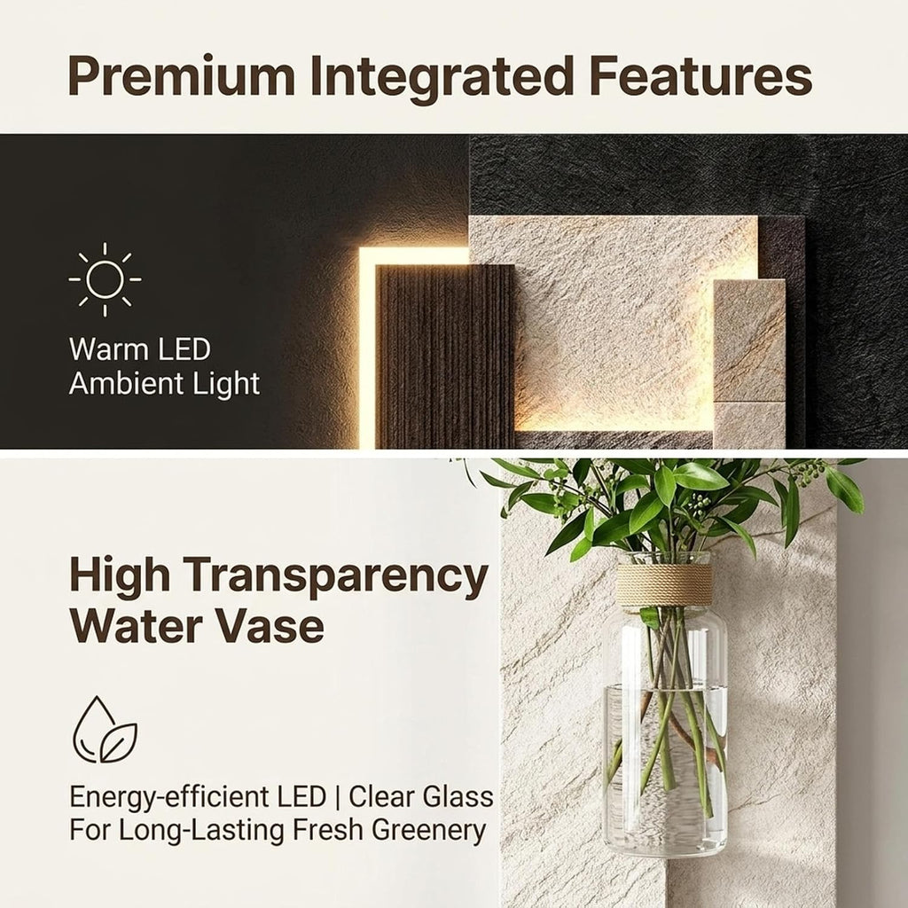 Double-Layer 3D Sandstone Wall Art with Vase