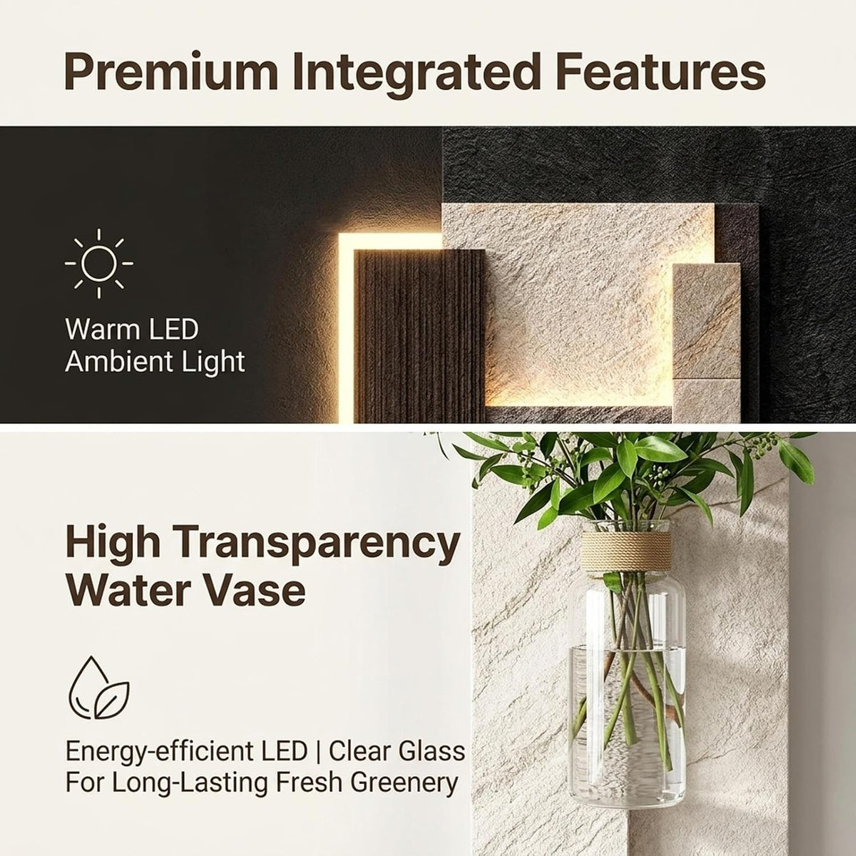 Double-Layer 3D Sandstone Wall Art with Vase
