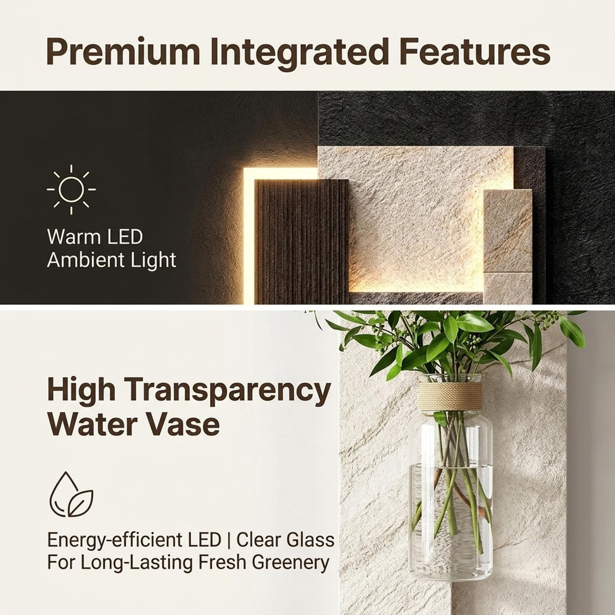 Double-Layer 3D Sandstone Wall Art with Vase
