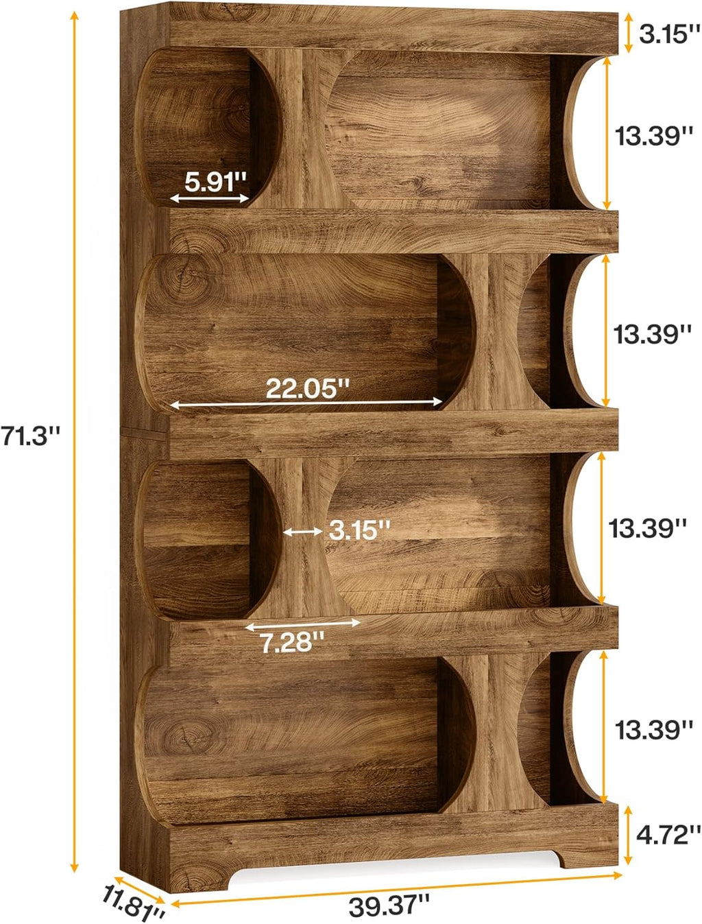 71-Inch S-Shaped 4-Tier Bookcase – Set of 2