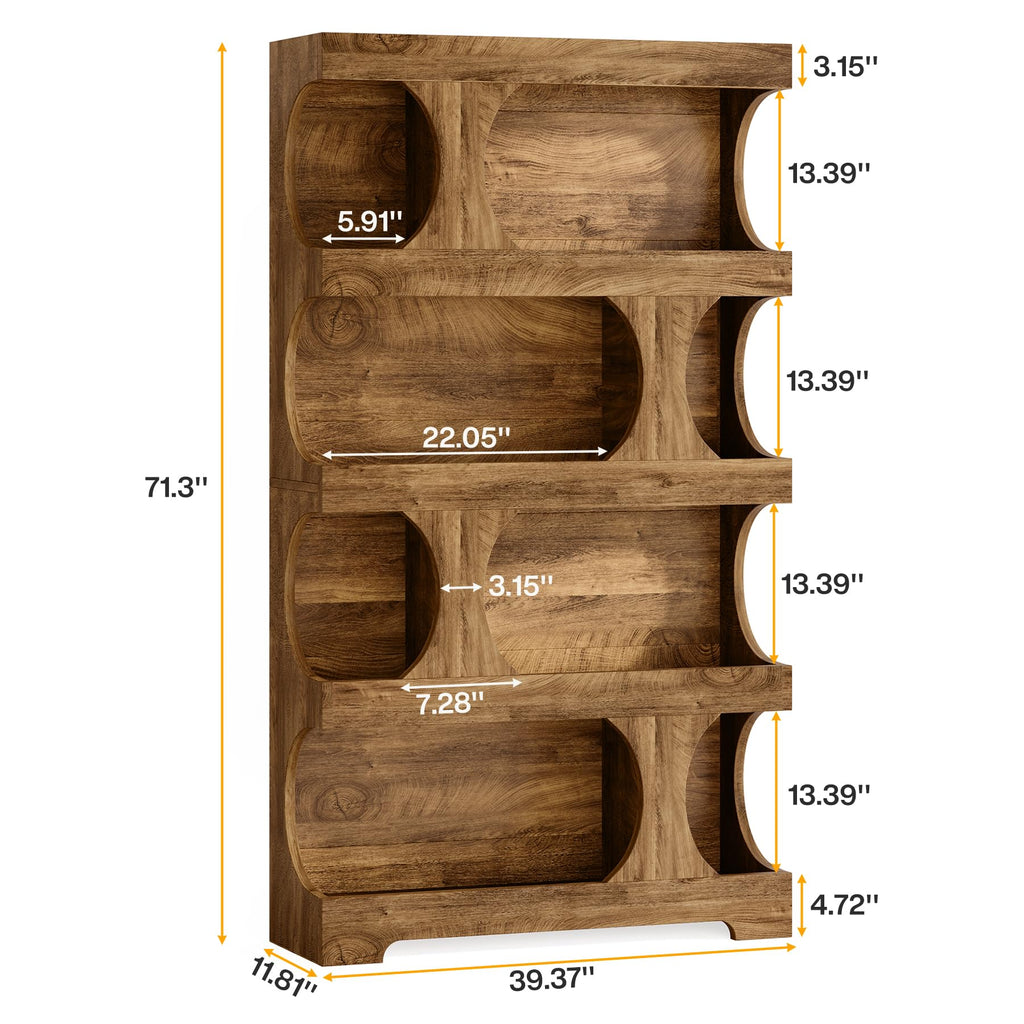 71-Inch S-Shaped 4-Tier Bookcase – Set of 2