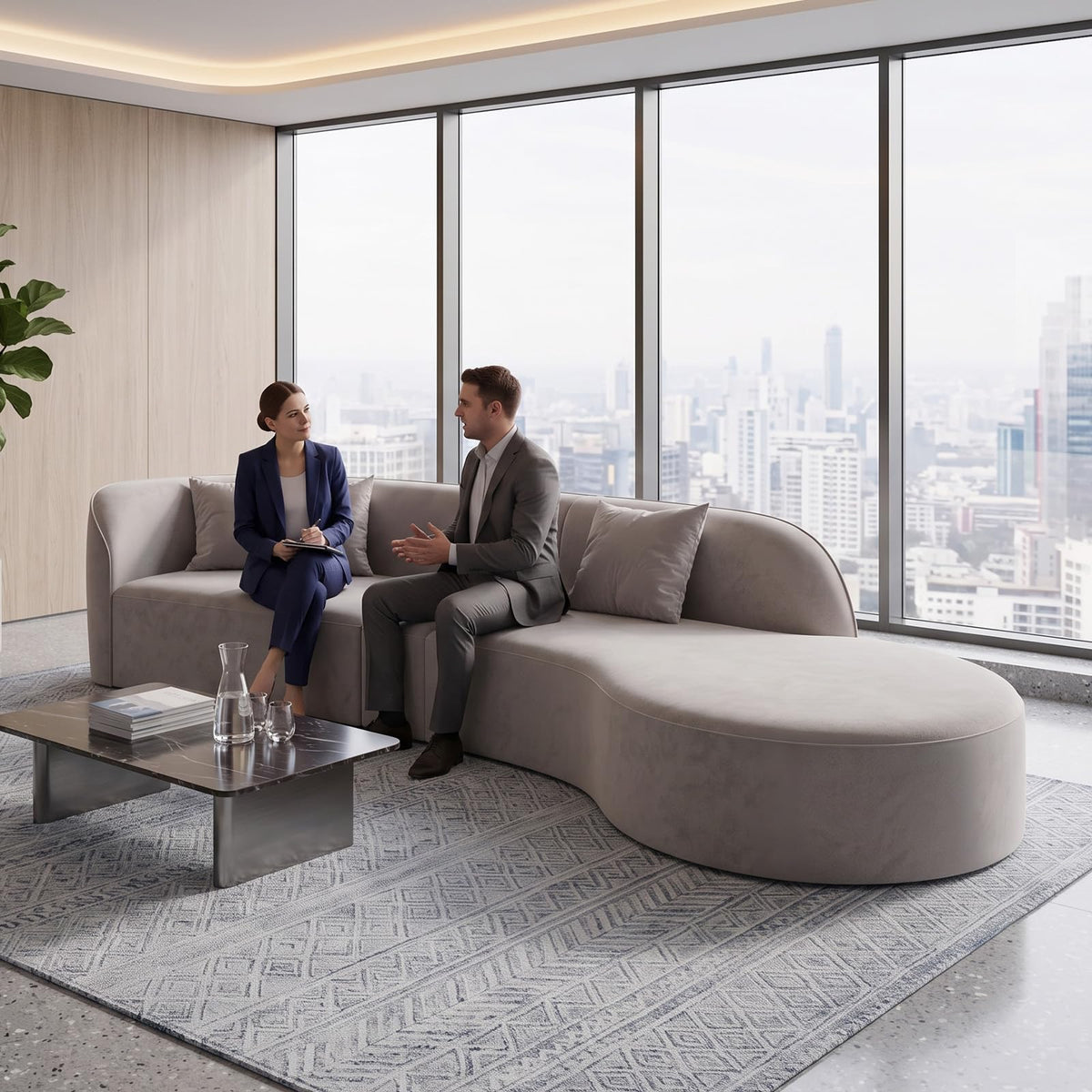 110 Inch Sectional Sofa with Deep Seat Right