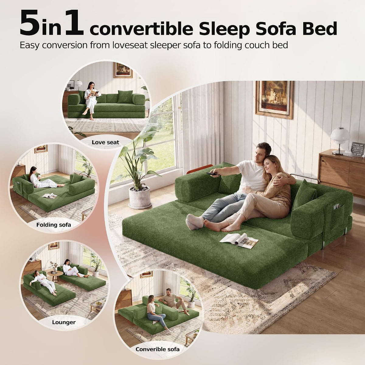 78.8'' Futon Sofa Bed, Boneless Couches for Living Room