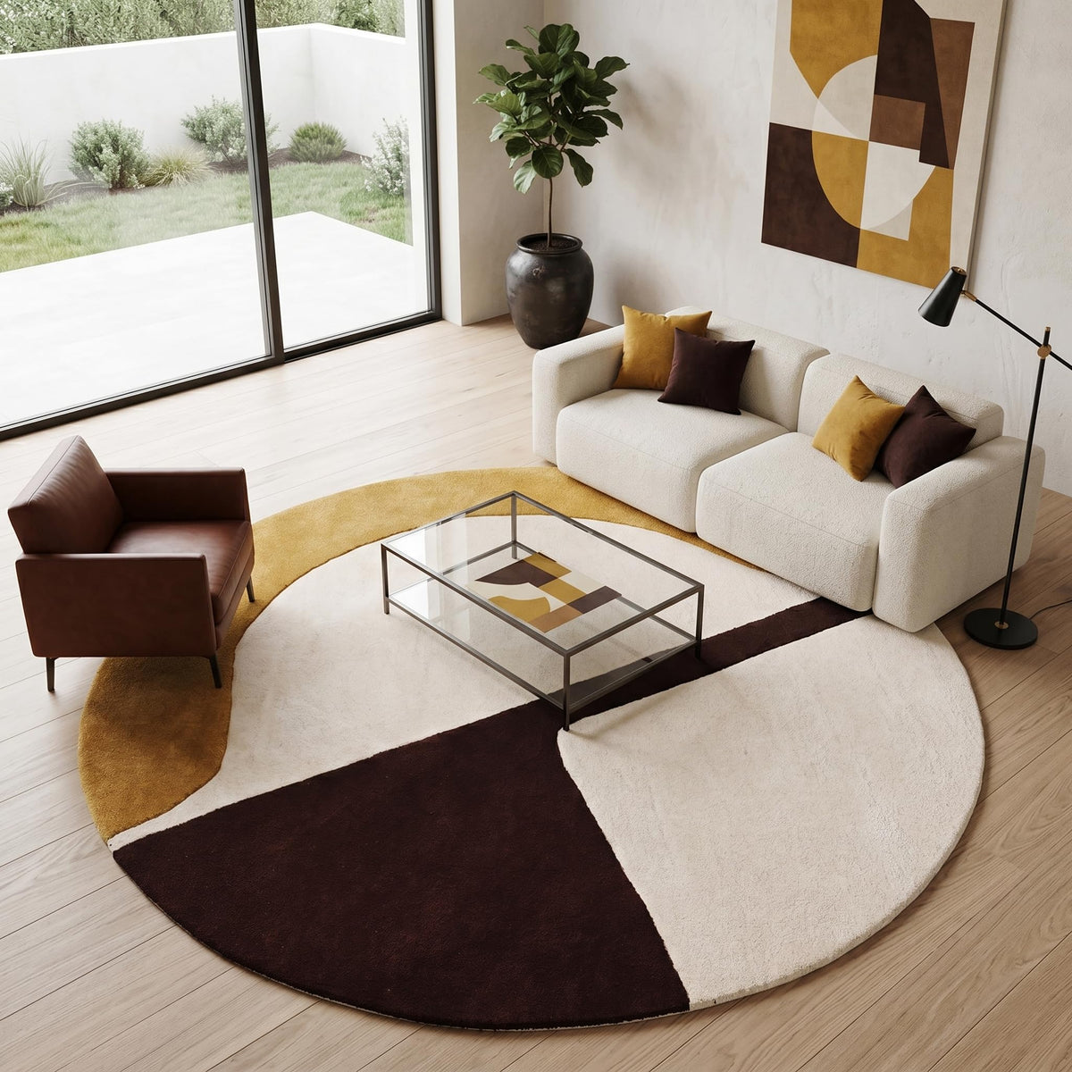Hand-Tufted Round Wool Area Rug – Unique Modern Circular Design