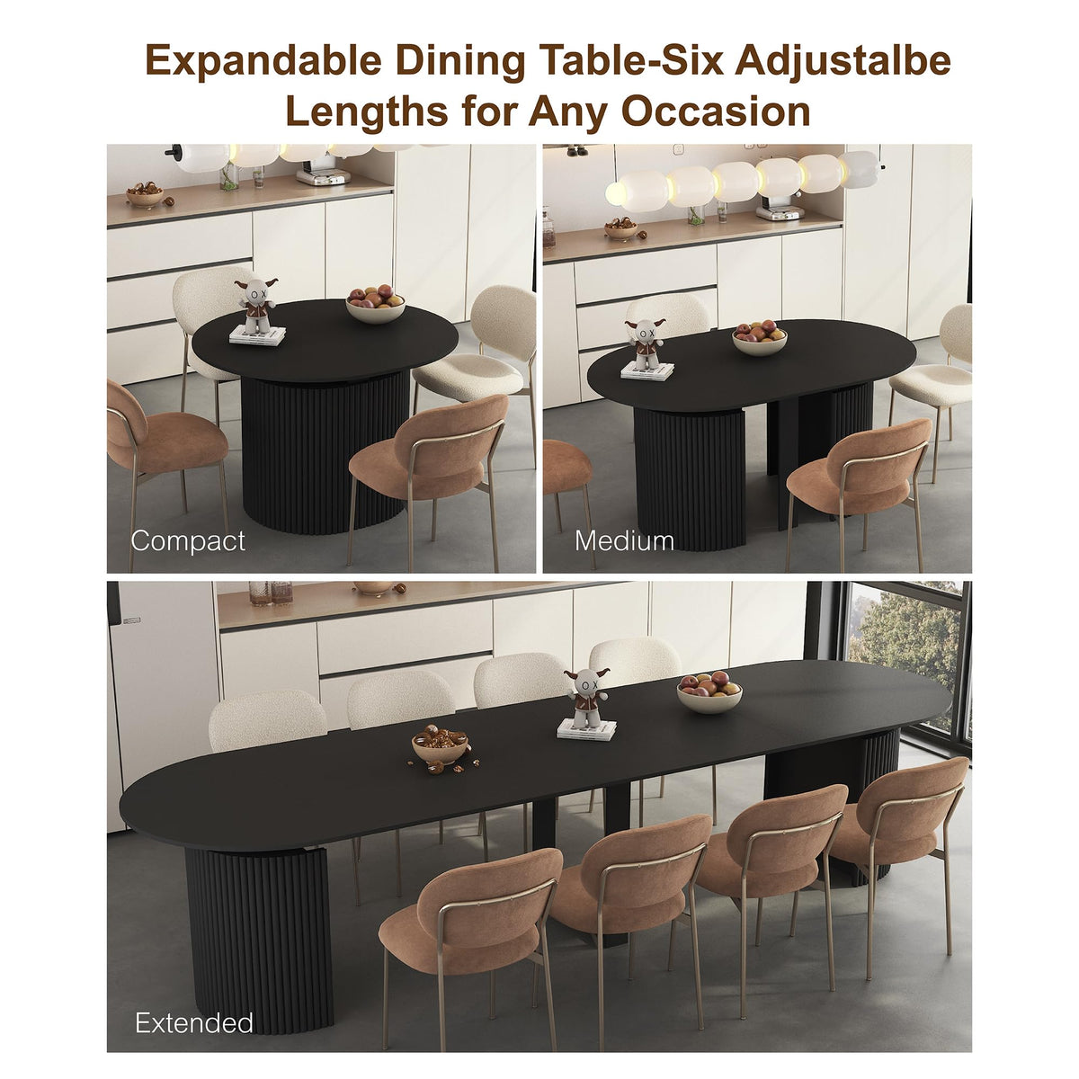 Extendable Oval Dining Table Set