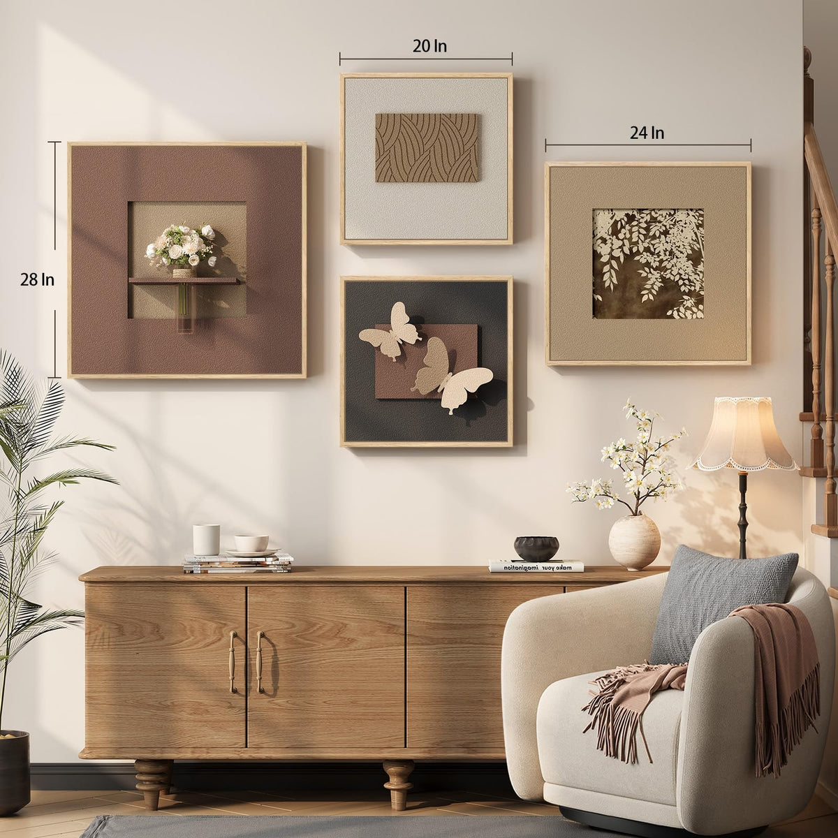 Framed 3D Textured Abstract Wall Art Set