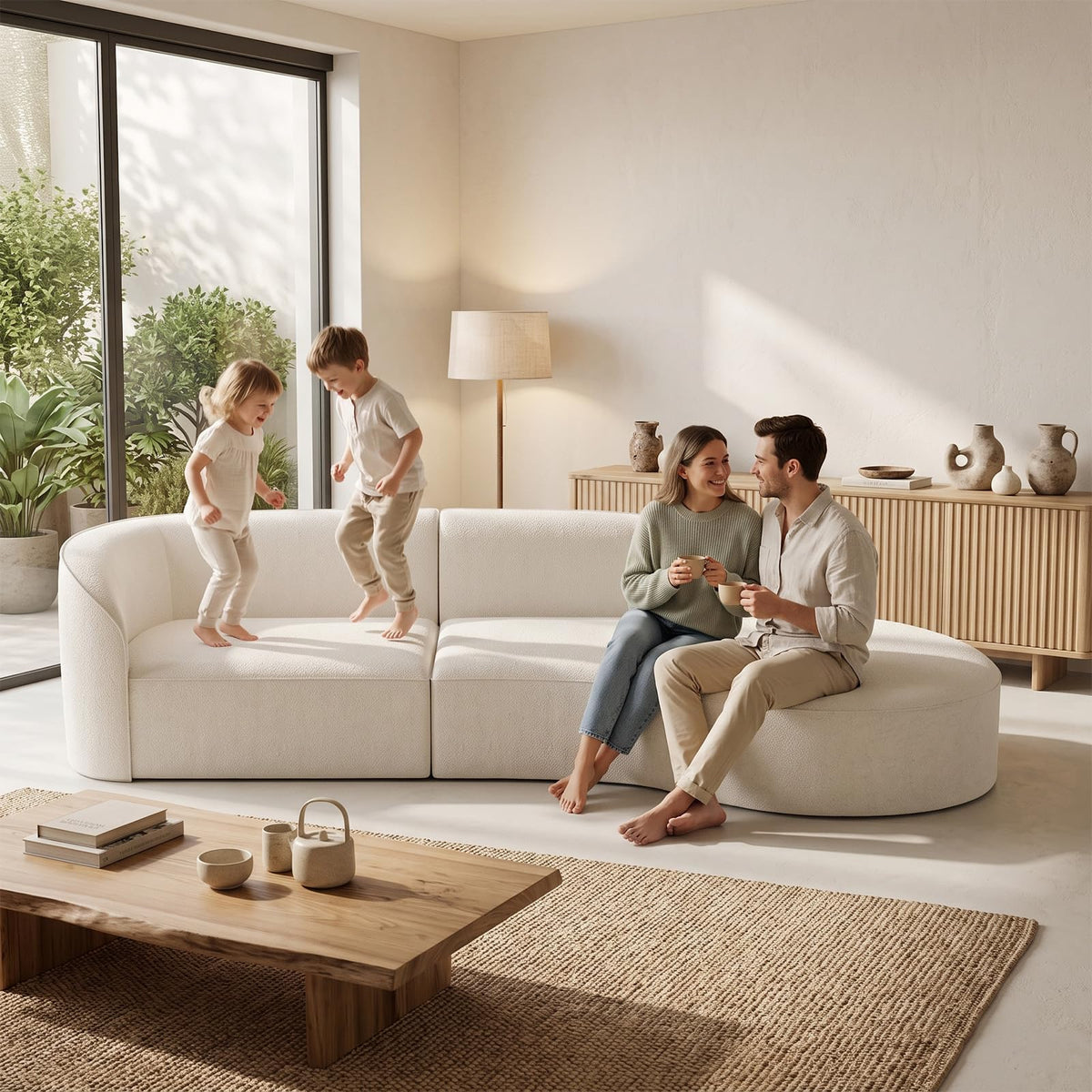 110 Inch Sectional Sofa with Deep Seat Right