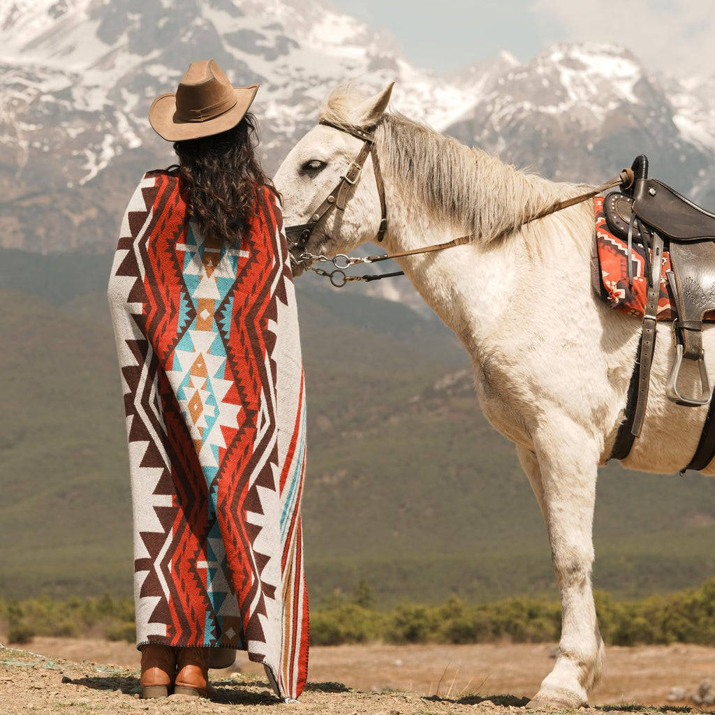 Aztec Sherpa-Lined Throw Blanket
