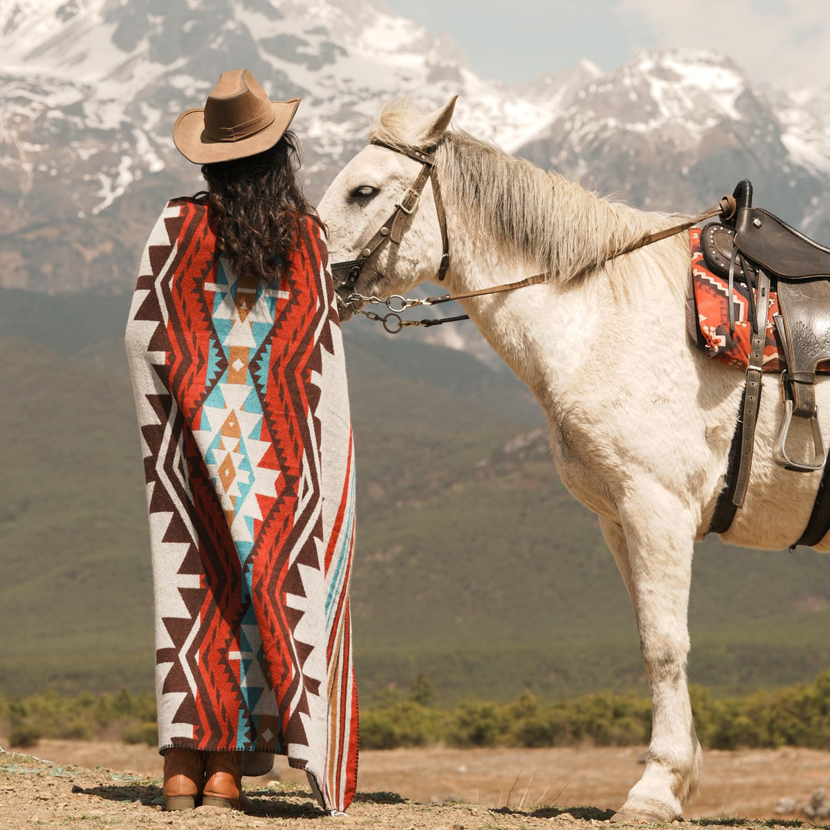 Aztec Sherpa-Lined Throw Blanket