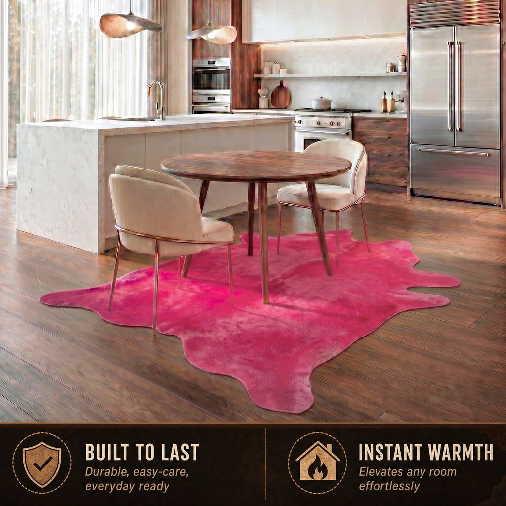 Natural Geneva Cowhide Area Rug, Off-White, 6 ft x 7 ft