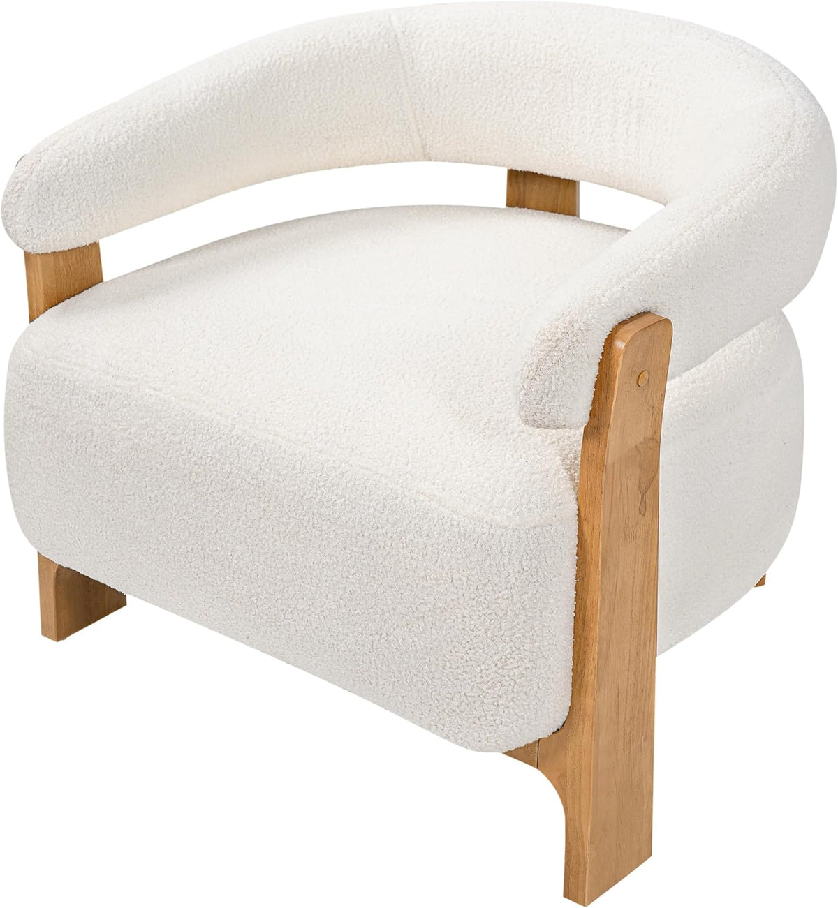 Merax 28.7'' Mid-Century Modern Boucle Accent Chair with Solid Wood Frame