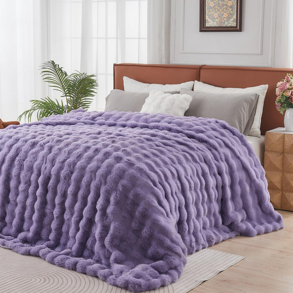 Cow-Print Faux Fur Throw Blanket