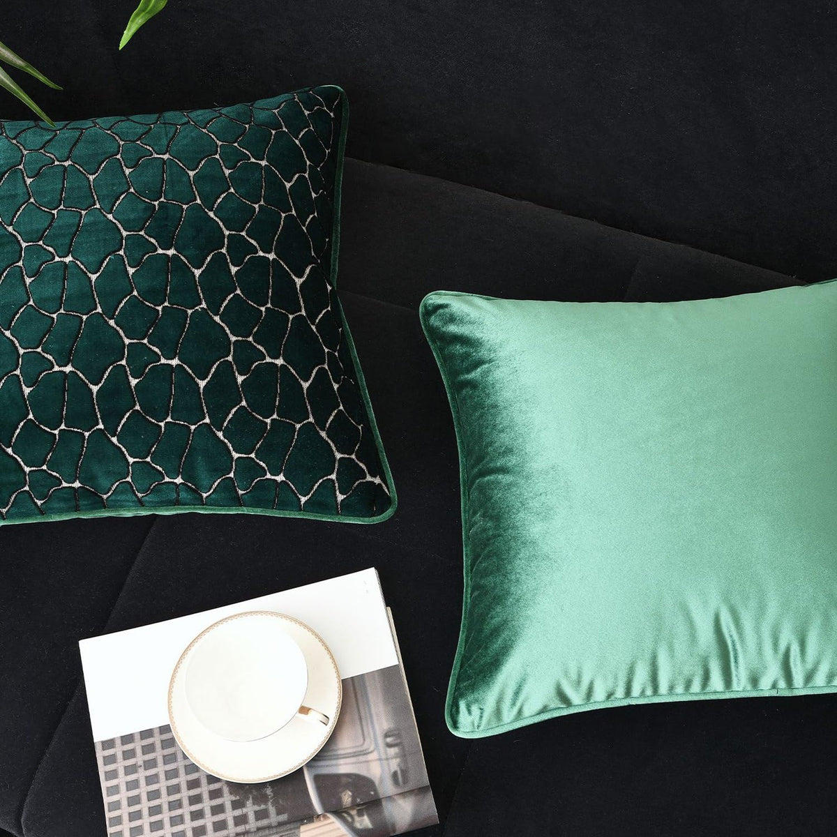 Luxury Brown Cut Pile Velvet Pillow Covers 18x18 with Raised Textured Pattern(Not a
