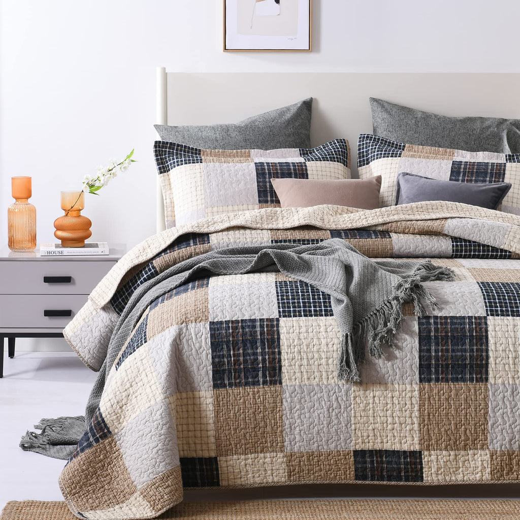 PANGUSHAN 100% Cotton Quilt Set Queen Size