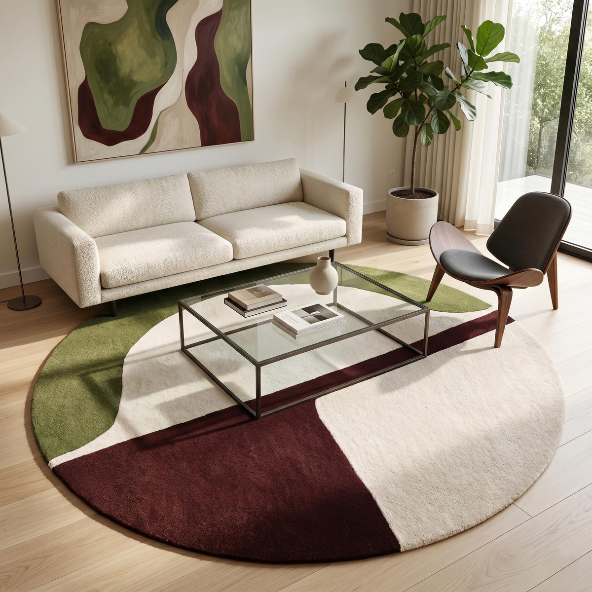 Hand-Tufted Round Wool Area Rug – Unique Modern Circular Design
