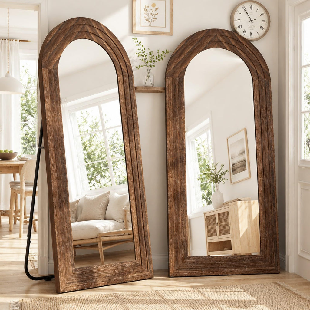 Arched Solid Wood Full-Length Mirror