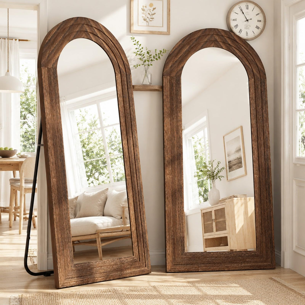 Arched Solid Wood Full-Length Mirror