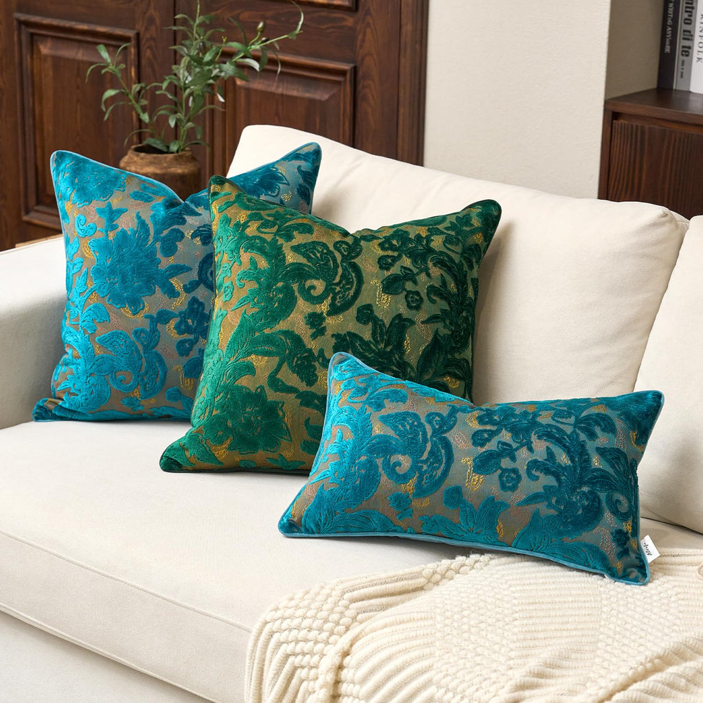 Vintage Floral Cut-Velvet Pillow Cover