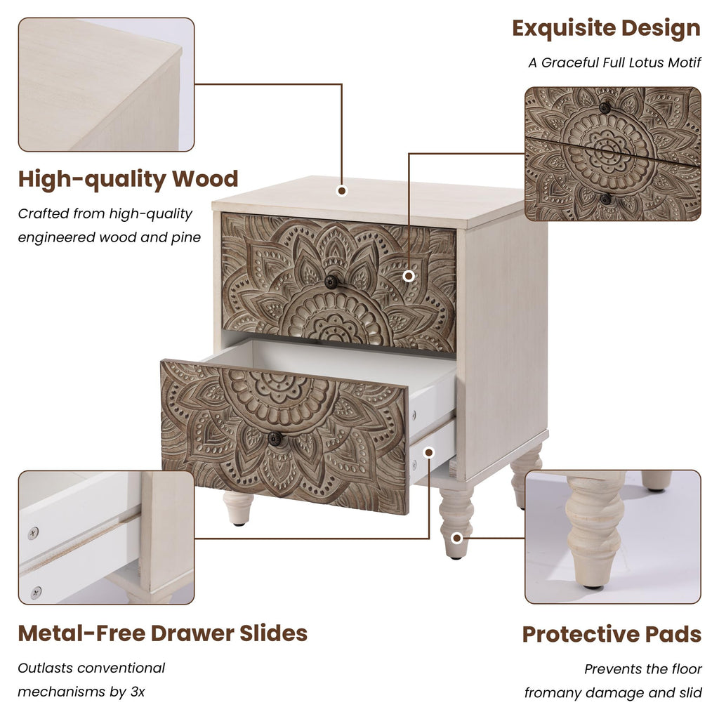 Round Three-Drawer Nightstand