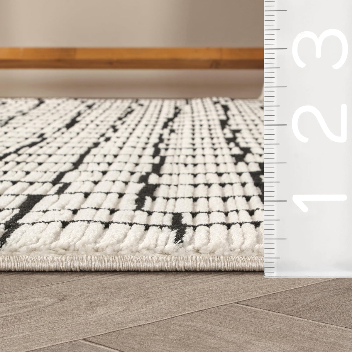 Abani Geometric Beige/Black Area Rug -6'x9' - Modern 3D Lines Design - Deco