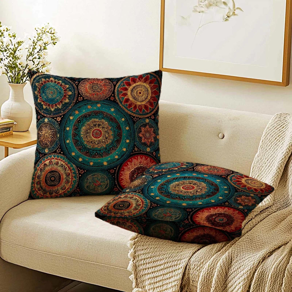 Firmiso Rust Orange Mandala Throw Pillow Covers 18x18 Set of 2