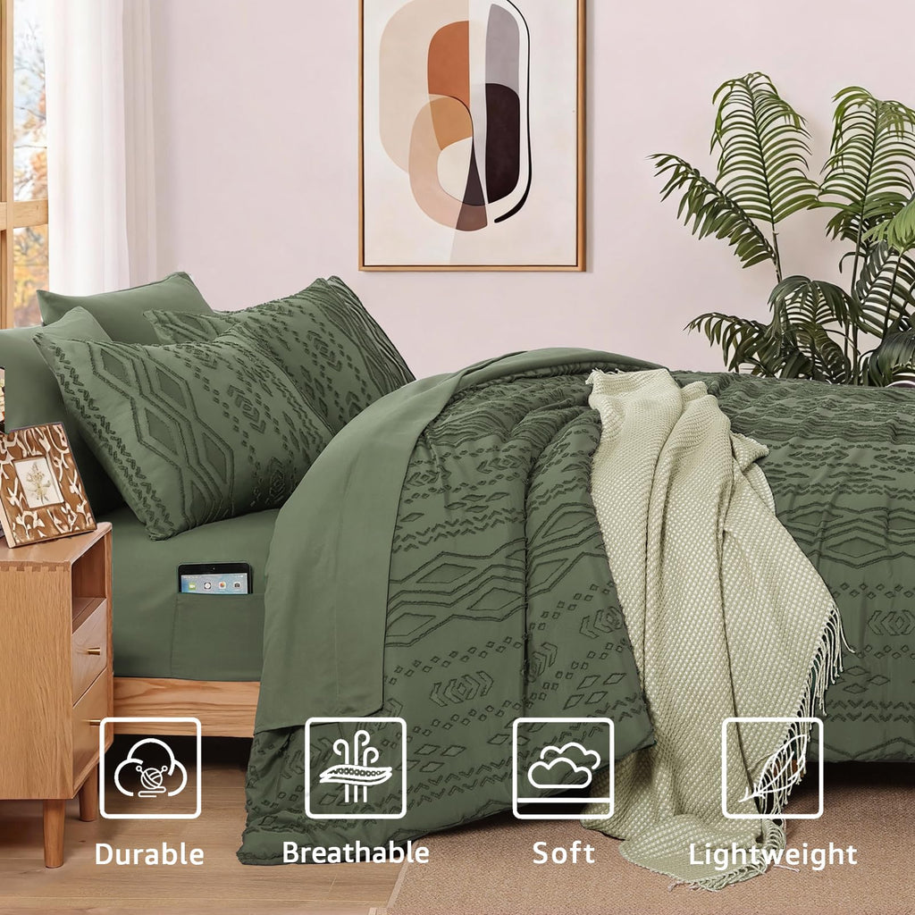 King Size Comforter Set- 7 Pieces Tufted Bed in a Bag King Bedding Sets