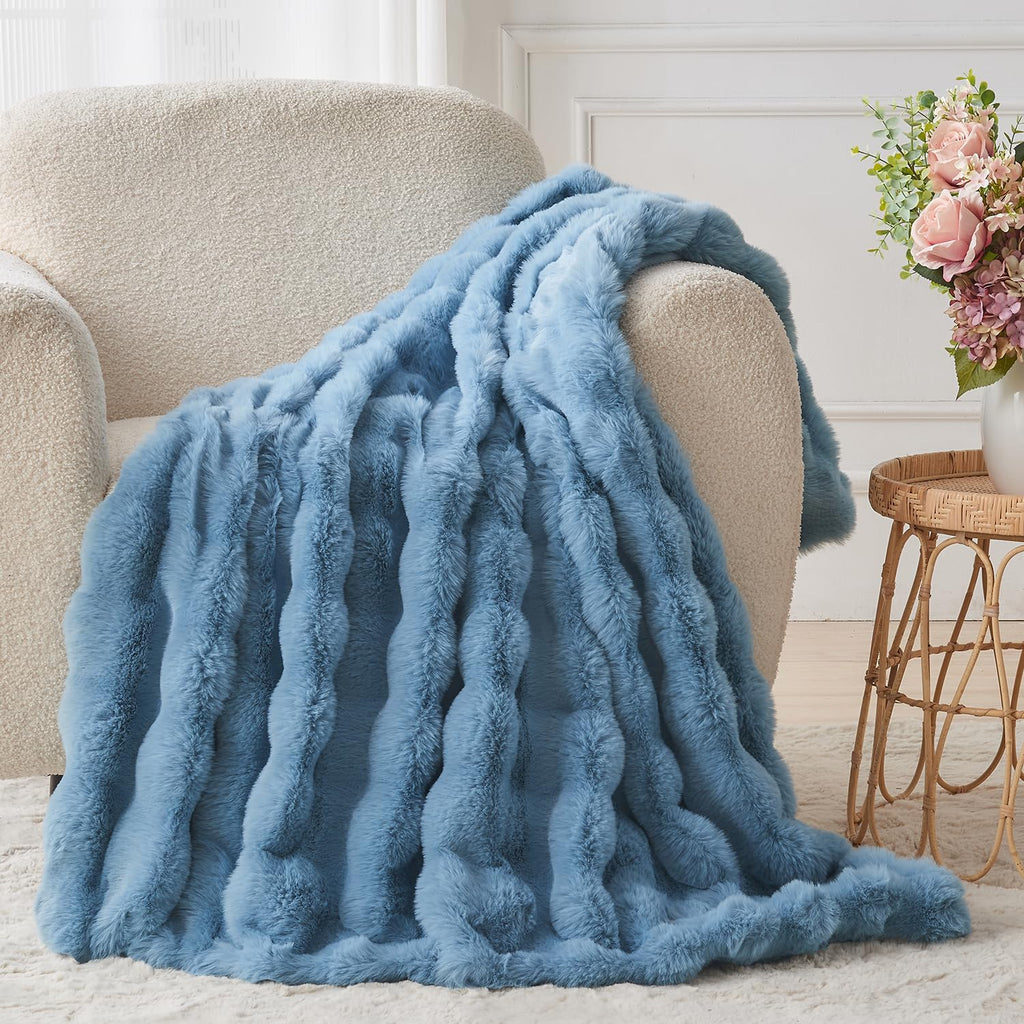 Cow-Print Faux Fur Throw Blanket