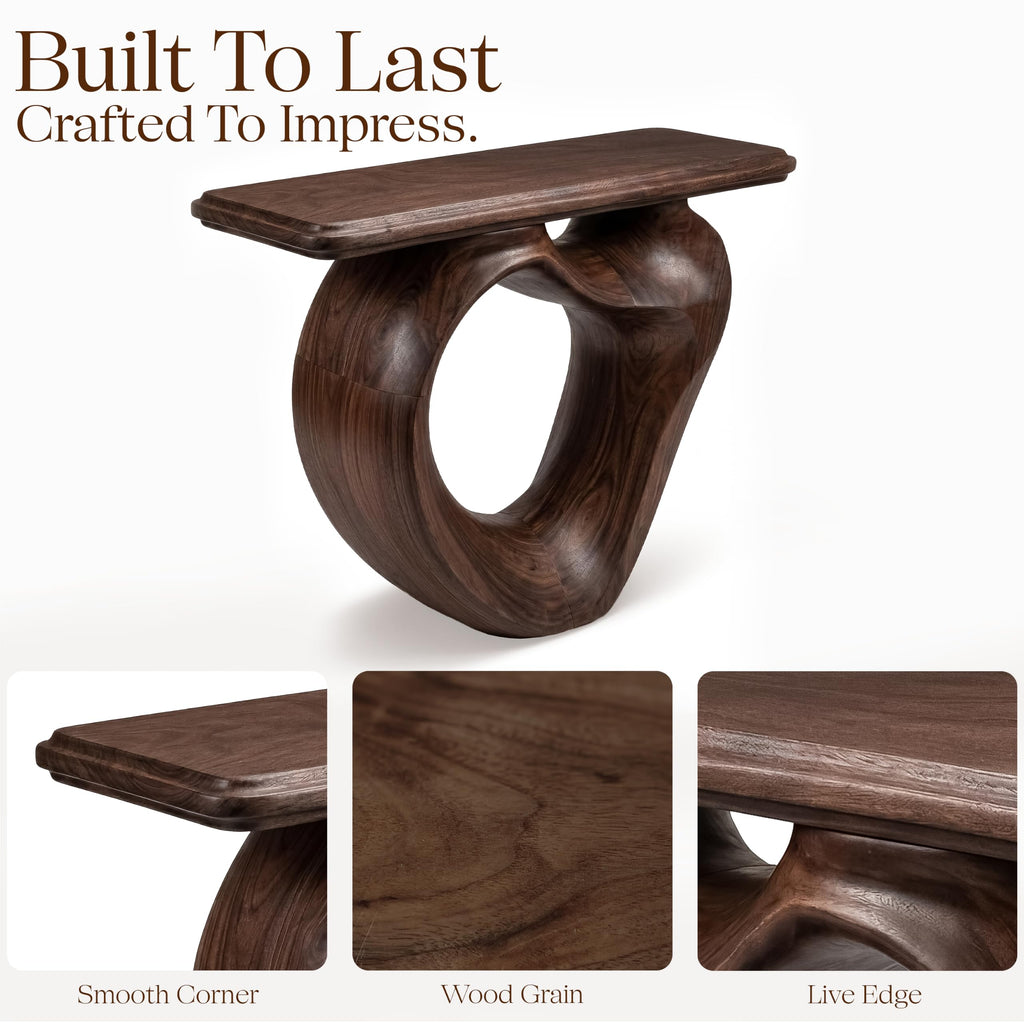 Monkey Pod Console Table No. 11, Hand-Carved Live Edge