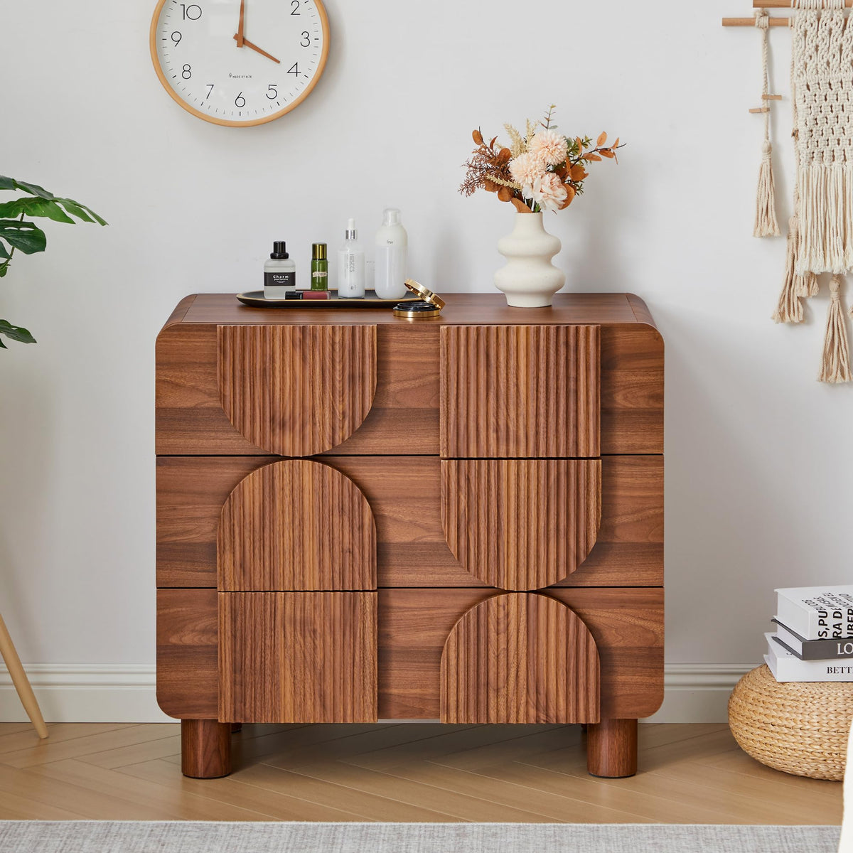 Curved Multi-Drawer Nightstand