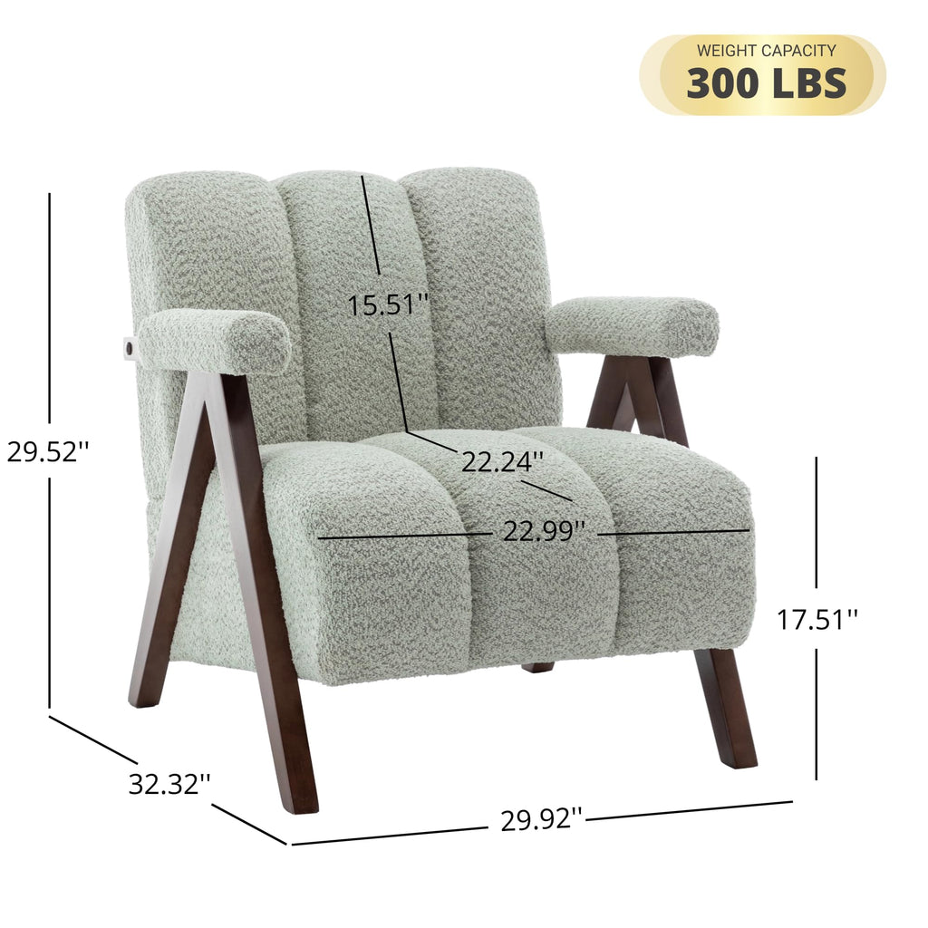 Mid Century Modern Accent Chairs Set of 2 with Solid Wood Frame