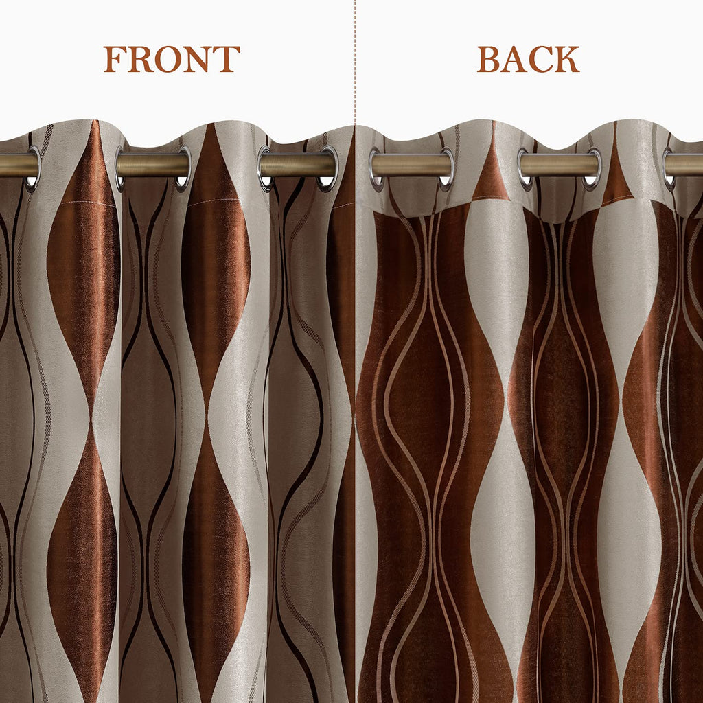 Wave Jacquard Grommet Curtains, Set of Two