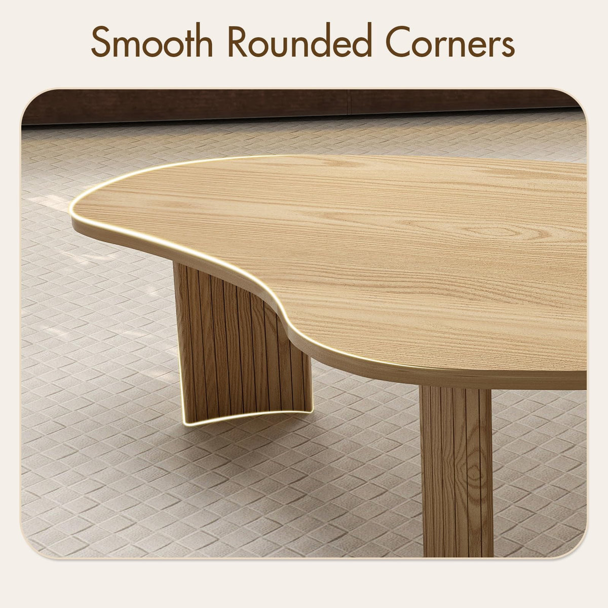 Irregular Nesting Coffee Table Set with Fluted Wood Legs