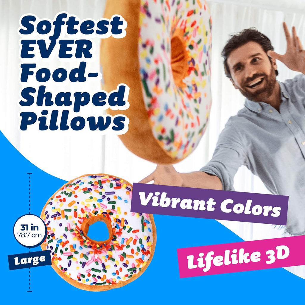 31 Inch 3D Sprinkle Donut Throw Pillow Soft Plush Cushion Gift