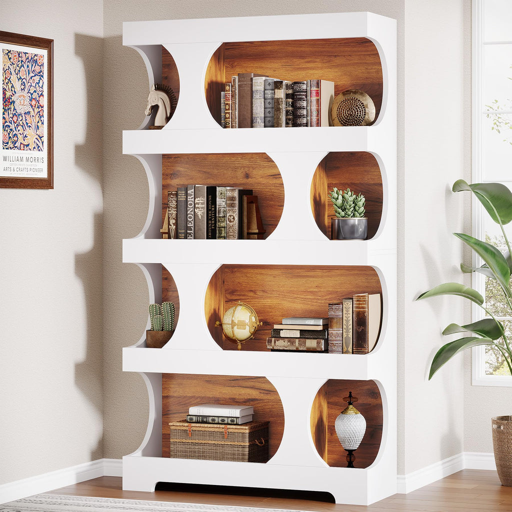 71-Inch Asymmetrical 4-Tier Bookcase