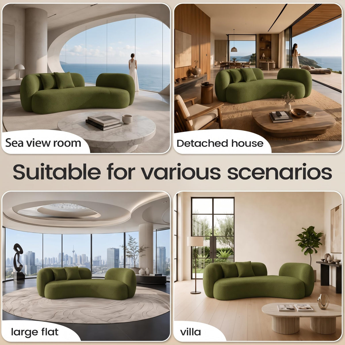 Curved Cream Style Sofa Living Room 2026 new Small Apartment Simple Modern Beauty