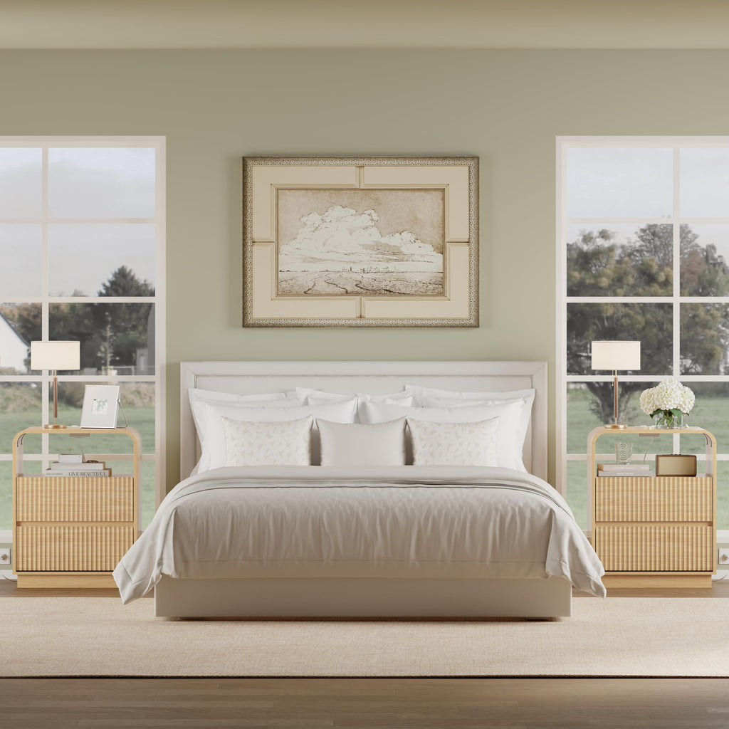 Fluted Nightstands with Charging Station, Set of 2