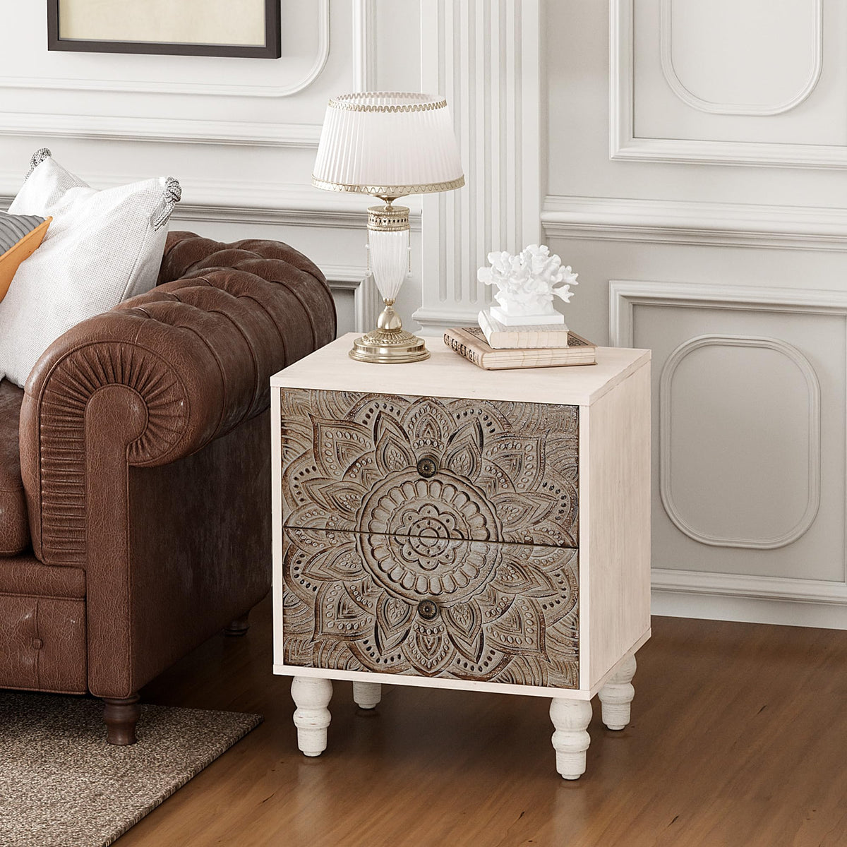 Round Three-Drawer Nightstand