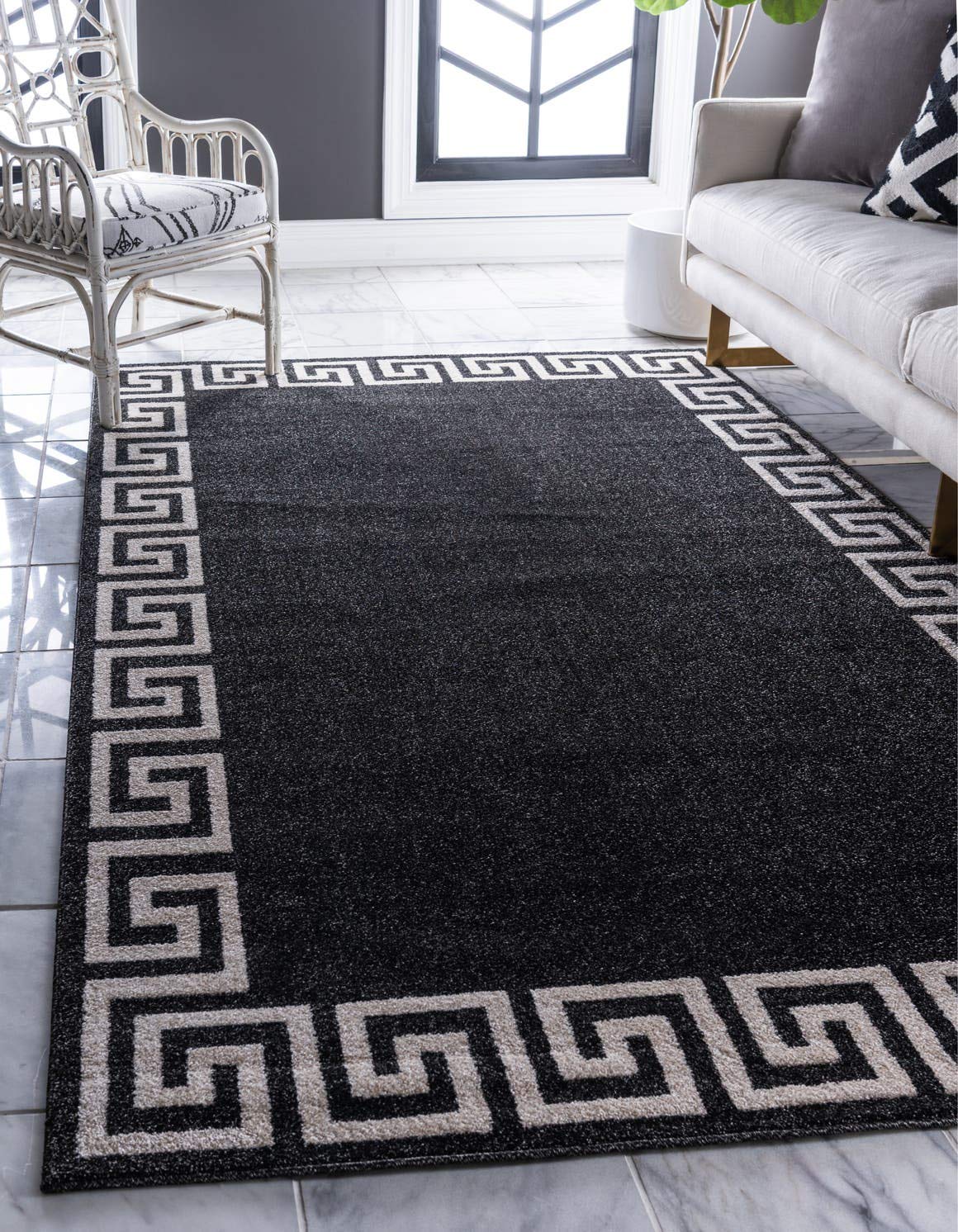 Unique Loom Athens Collection Classic Geometric Modern Border Design Area Rug