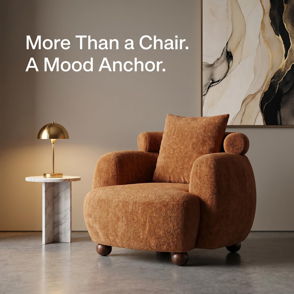 Compact 38in Solid American White Oak Fabric Nordic Style Lazy Chair Pillow for Living Room Home Office Relaxation