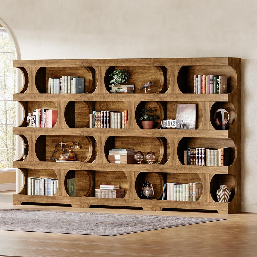 71-Inch S-Shaped 4-Tier Bookcase – Set of 2