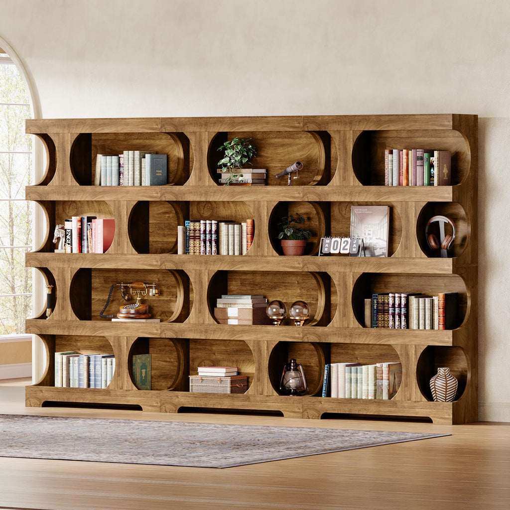 71-Inch S-Shaped 4-Tier Bookcase – Set of 2