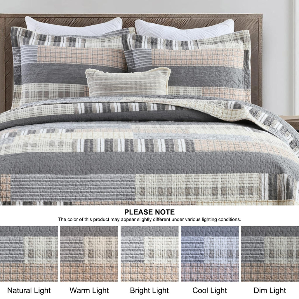 PANGUSHAN 100% Cotton Quilt Set Queen Size