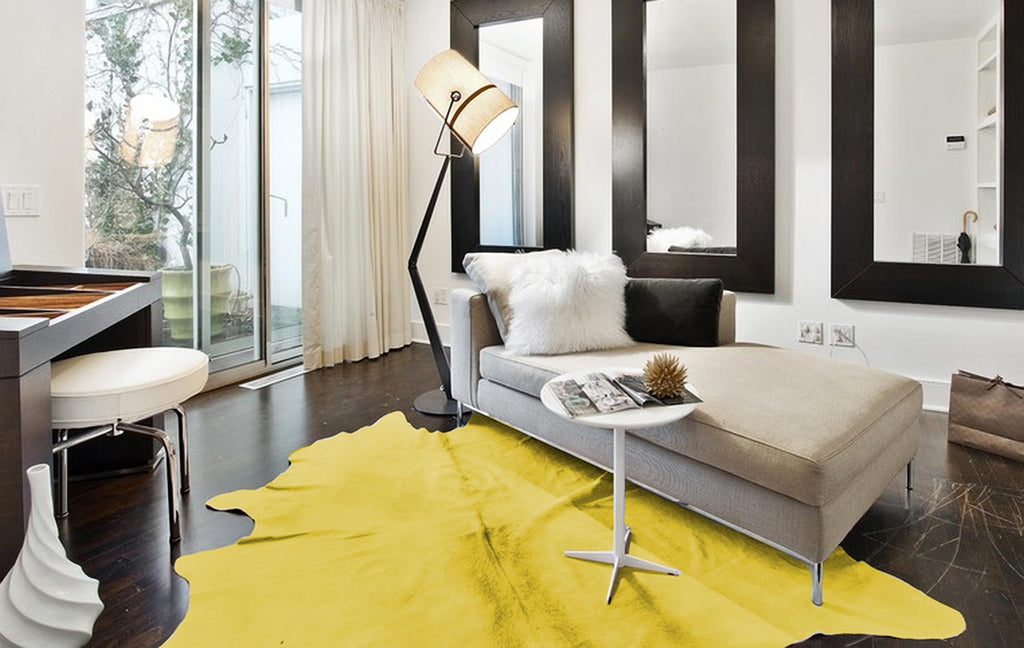 Natural Geneva Cowhide Area Rug, Off-White, 6 ft x 7 ft