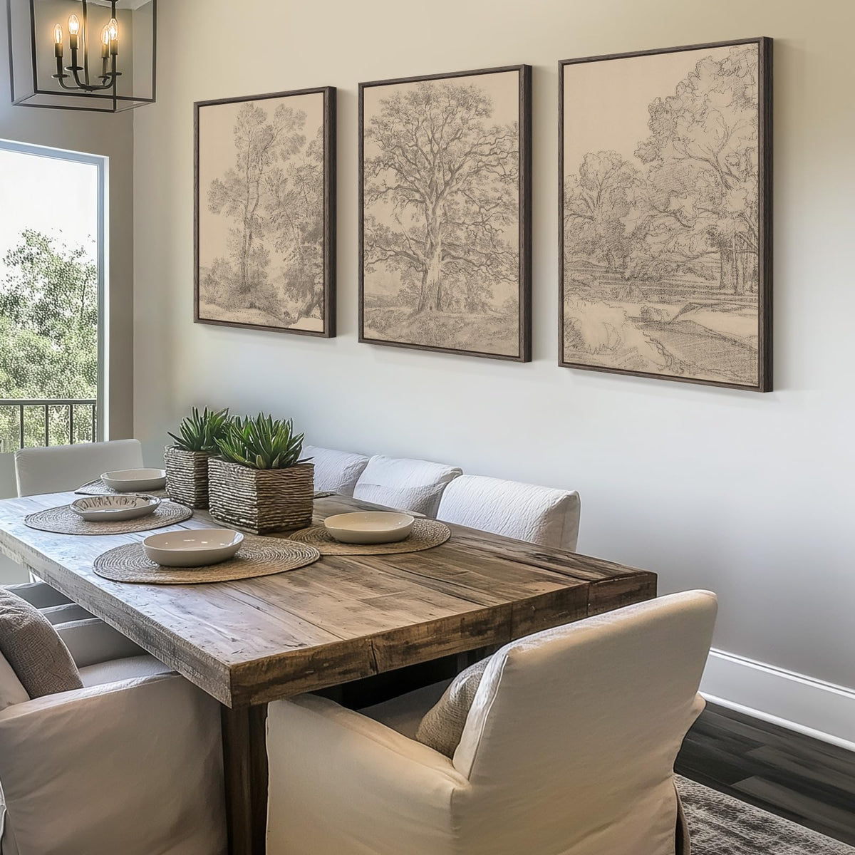 Framed Neutral Tree Ring Wall Art